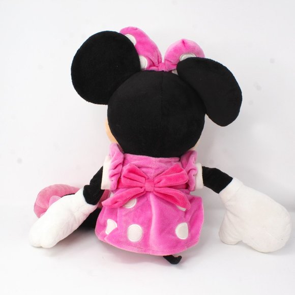 Disney Store Minnie Mouse Plush Toy Stuffed Pink Polka Dot Dress Bow 16" - Picture 2 of 6